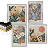 WANDBILDER 4er Set - 50x50 cm & 40x60 cm Silberner Rahmen - Blumenposter Paris London - Silberfarben, Kunststoff (50/50cm) - ArtPrintCave