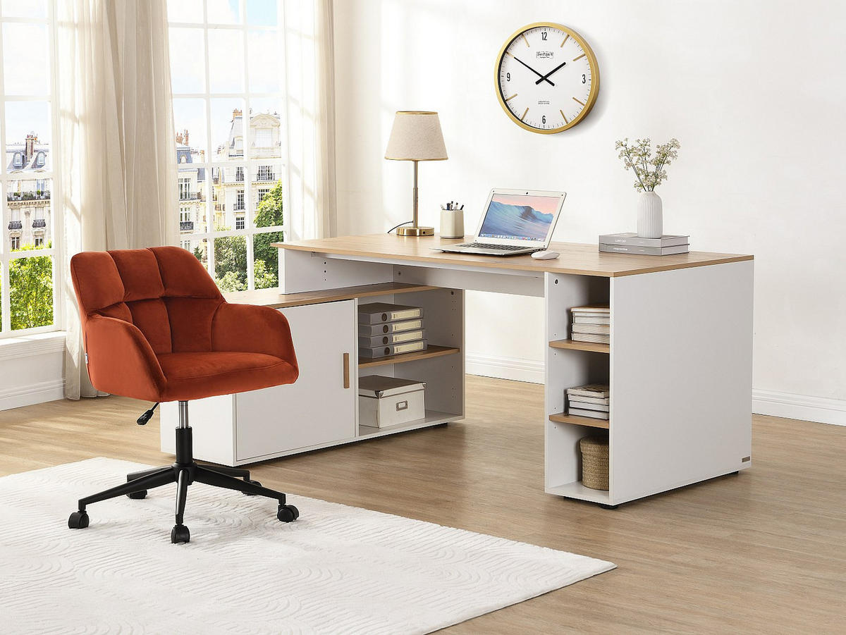 BÜROSTUHL ohne Armlehnen - 59 cm x 60 cm - samt - terracotta Pega - Terracotta, Textil (59/86/60cm) - Vente-Unique