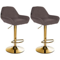 BARHOCKER 2er Set Stoff braun - Goldfarben/Braun, Textil/Metall (51/89/52cm) - CLP