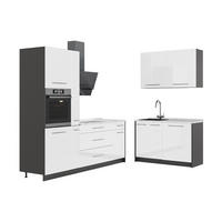 KUHINJA Fame-Line, Sjajna Bijela /Antracit, 220 x 120 cm, RP Mramor - bijela visoki sjaj/antracit, drvni materijal (220/206.8/60cm) - Vicco
