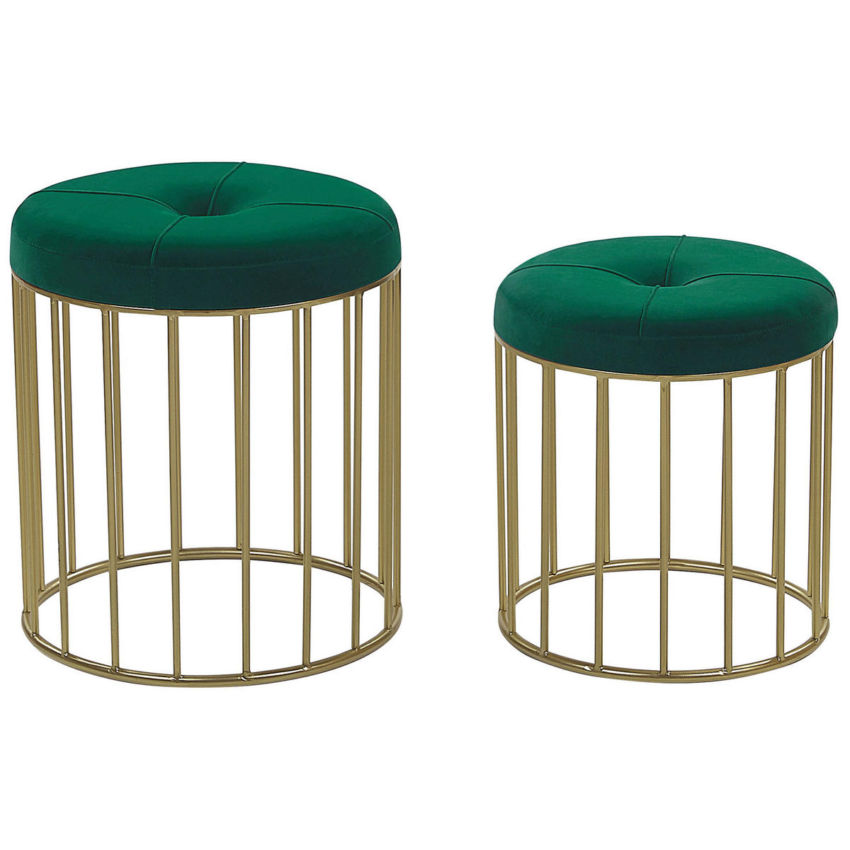 HOCKER Lubbock 40-35/40-35/46-39 cm - Grün, Textil (40/39/40cm) - Beliani