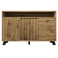 SIDEBOARD Dark Oak 120/40/85 cm mit 3 Schubladen und 2 Türen - Dunkelbraun, Holz (120/85/40cm) - PANGIVO