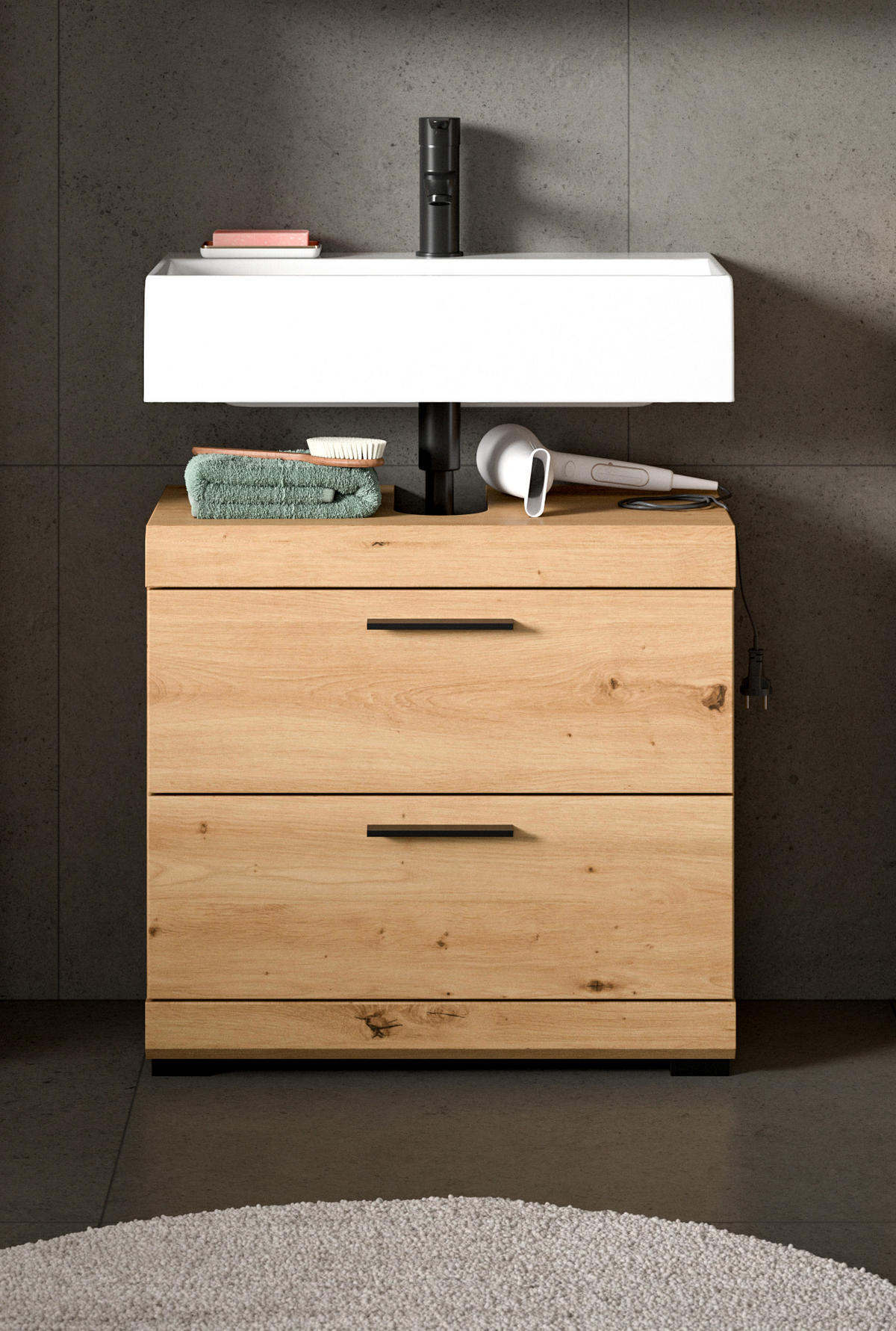 WASCHBECKENUNTERSCHRANK SCOUT (B/H/T: ca. 60/56/34 cm) in Artisan Eiche Nachbildung/Artisan Eiche Nachbildung - Eiche Artisan, Holz (60/56/34cm)