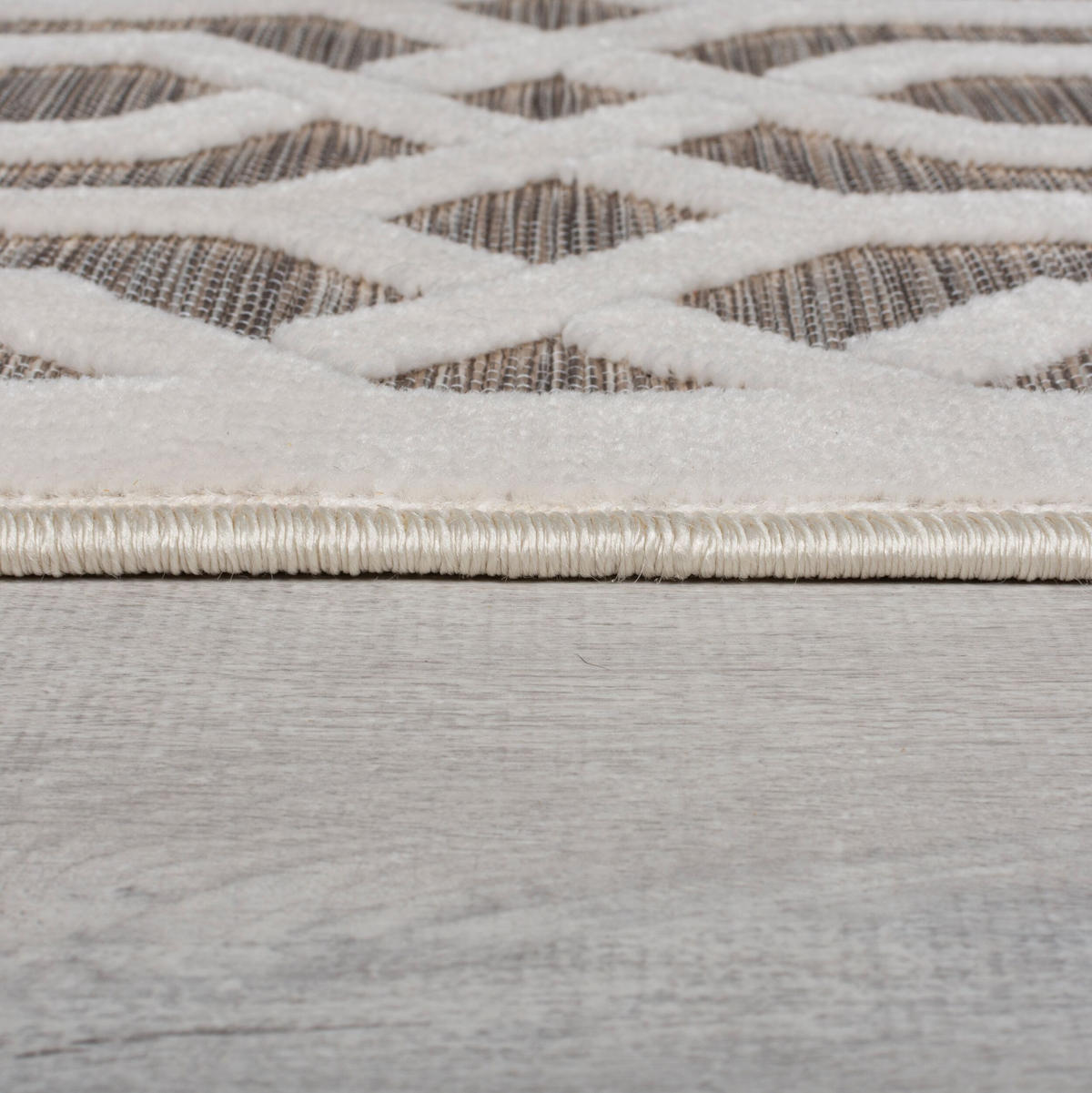 TEPPICH Outdoor Geometrisch-Design, wetterbeständig, naturfarben STOUR ADAM, Grau-Beige 66x230 cm - Grau, Textil (66/230cm) - KADIMA DESIGN