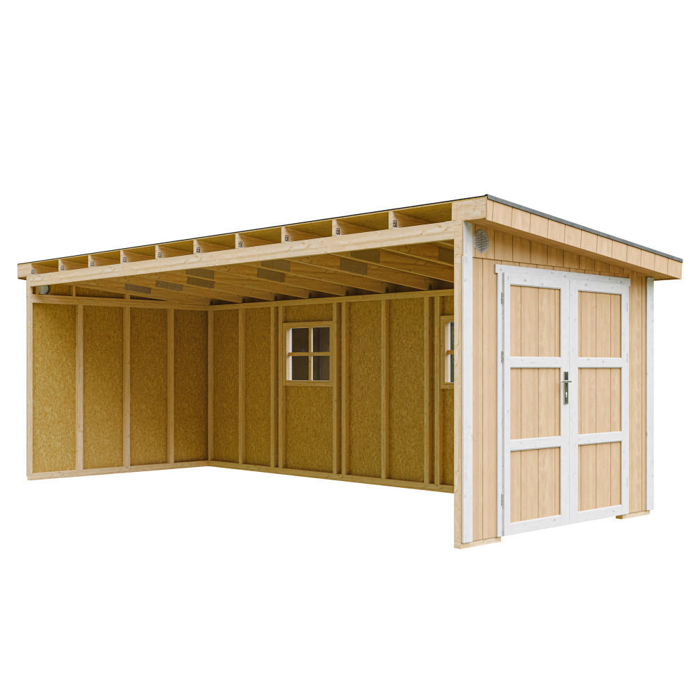 GARTENHAUS 14,3 m² - H231x248x648 cm - Ohne Boden und Seitenwand – M941B-HARVEST HONEY - Gelb, Holz (236/231/604cm) - Timbela