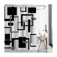 DUSCHVORHANG Schwarz und Grau geometrisch minimalistisch abstrakt modern Stoff - Multicolor, Textil (72/72cm) - MCBOSON