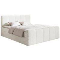 BOXBETT Cloudy II mit Bettkästen und Topper Bouclé Creme, 200x200 cm - Creme/Schwarz, Kunststoff/Textil (200/200cm) - Selsey