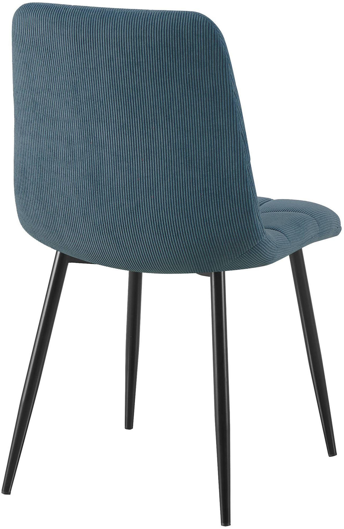 ESSZIMMERSTUHL 2 Cord Blau - Blau/Schwarz, Textil/Metall (45/84/55cm) - CLP