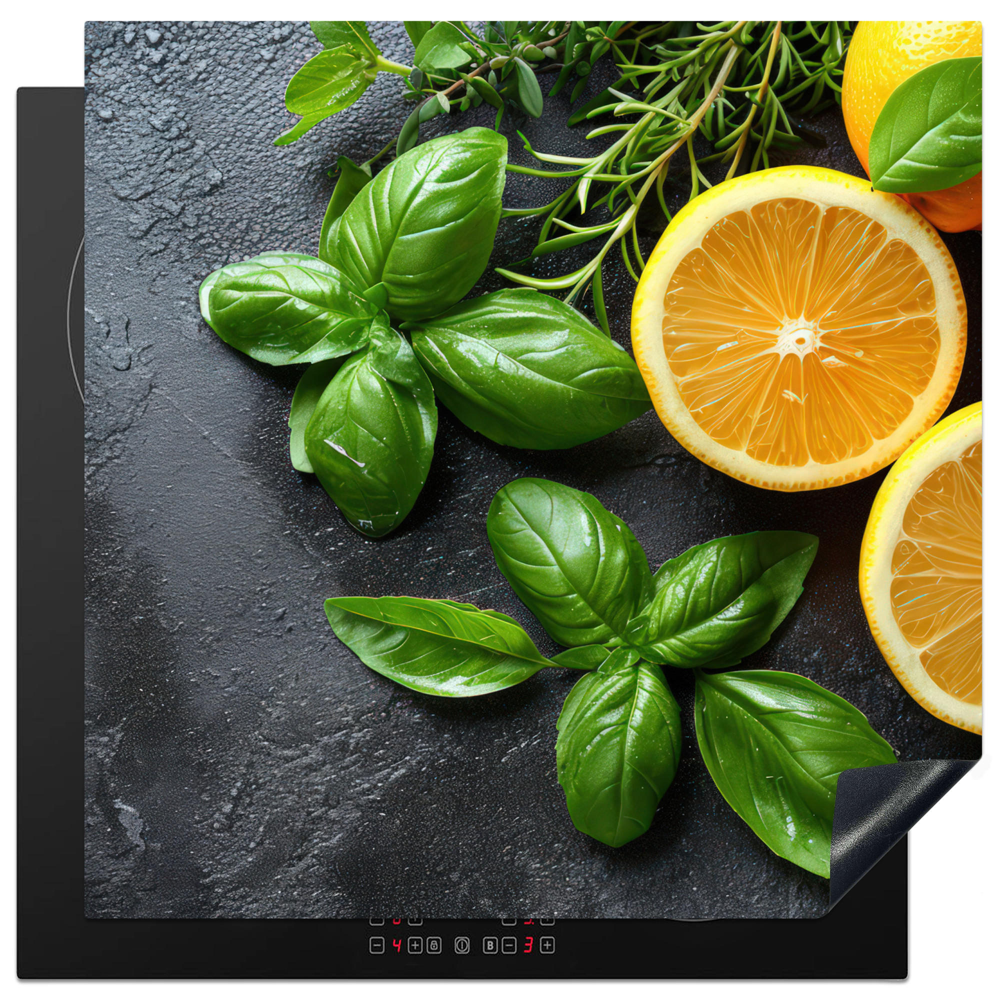 ZAŠČITA ZA INDUKCIJSKO PLOŠČO Limone 78x78 cm cm - antracit, umetna masa (78/78/0.2cm) - MuchoWow