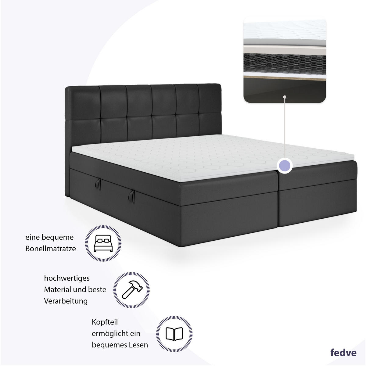 BOXBETT Mokpo 140x200 cm, Schwarz - Robinienfarben, Textil (140/200cm) - Fedve