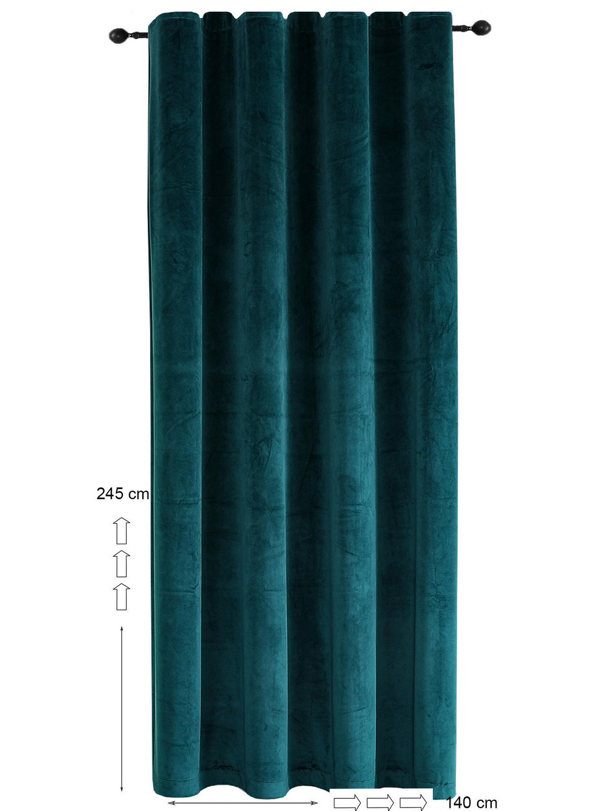 VORHANG Kräuselband Samt 140/245 cm Petrol - Petrol, Textil (140/245/245cm) - TiborTex