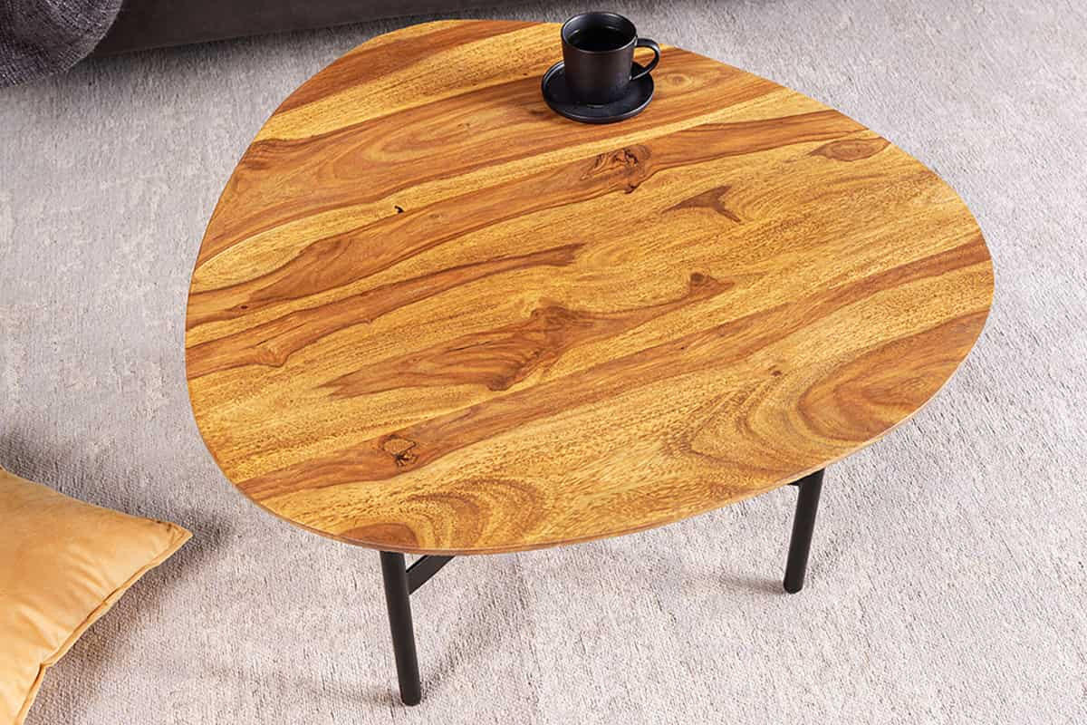 COUCHTISCH BEAUTY BY NATURE Sheesham quadratisch Natur 60cm - Schwarz/Braun, Holz/Metall (60/60/42cm) - riess-ambiente