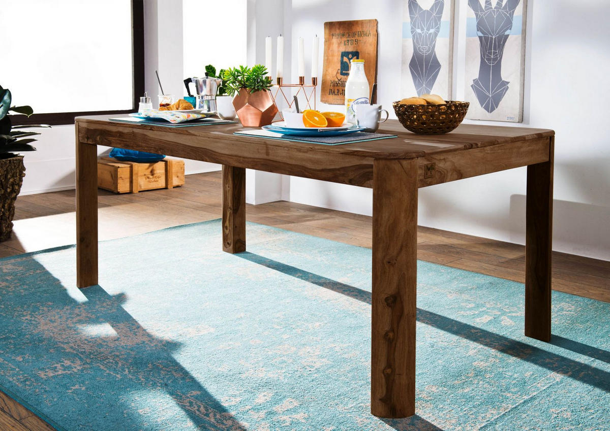 ESSTISCH Sheesham 200x100x76 smoked cherry gebeizt TORONTO #125 - Dunkelbraun, Holzwerkstoff (100/200/76cm) - Massivmoebel24