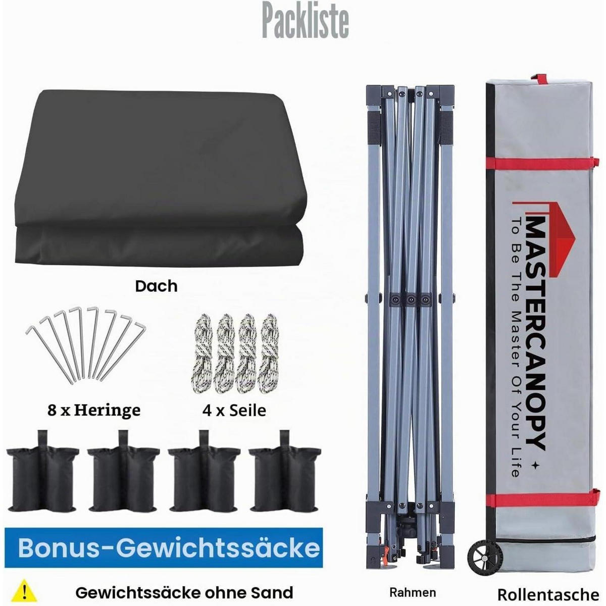 PAVILLON 3x3 Schnellaufbau 3-fach höhenverstellbar UPF50+ wasserabweisend Darkgrau - Anthrazit, Textil (305/282/305cm)