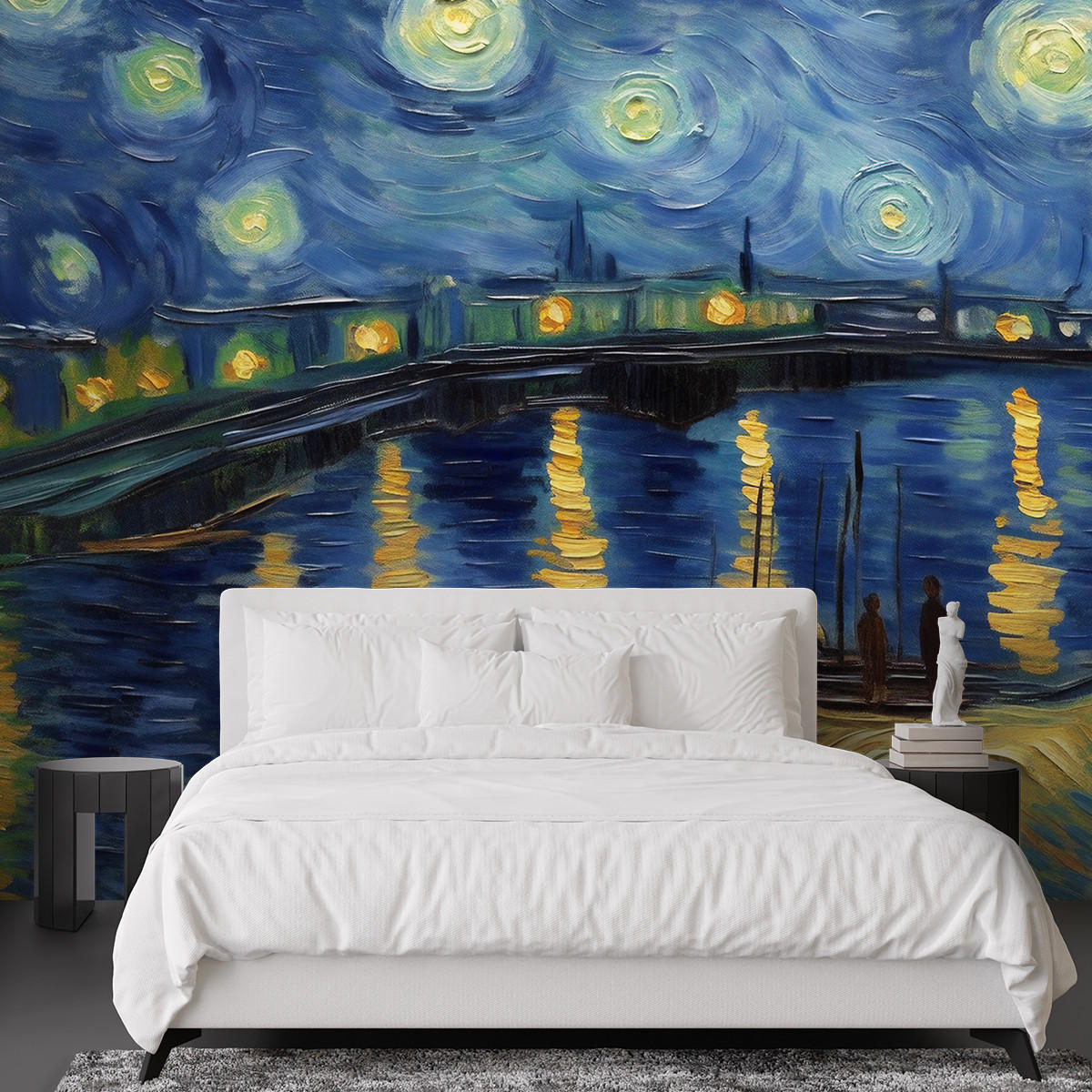 FOTOTAPETE, Sternennacht über der Rhone - V. van Gogh - Orange, Papier (200/140cm) - Feeby