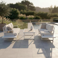 LOUNGEGARNITUR Tilly Creme Metall/Outdoorstoff +Abdeckung - Creme, Metall - Bessagi Garden
