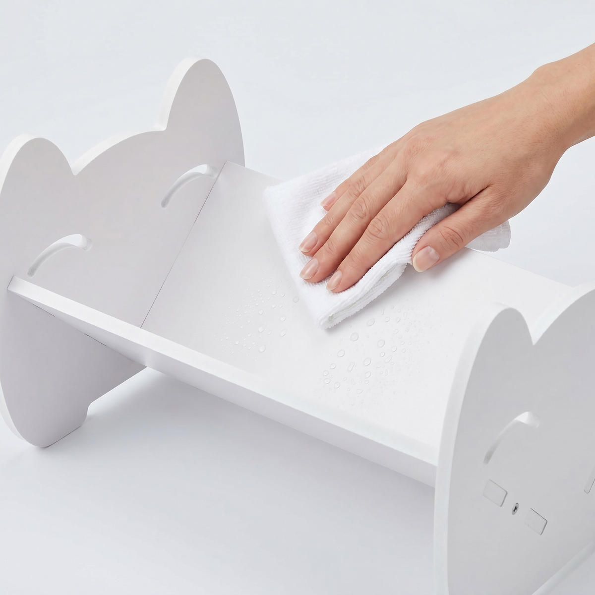 BÜCHERREGAL Weiß Kinder Katzendesign PVC 32 cm - Weiß, Kunststoff (32/19.5/21.5cm) - Relaxdays