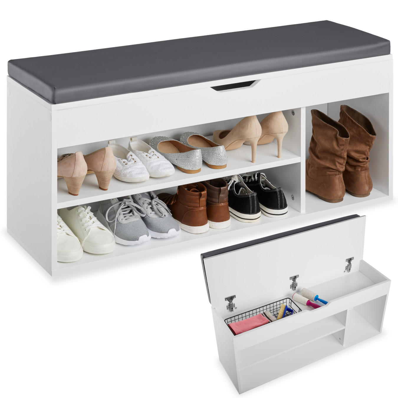 SCHUHBANK Natalya,104 x 30 x 49 cm,weiß - Weiß, Holz (30/49/104cm) - tectake