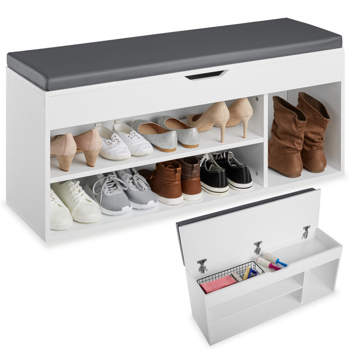 SCHUHBANK Natalya,104 x 30 x 49 cm,weiß - Weiß, Holz (30/49/104cm) - tectake
