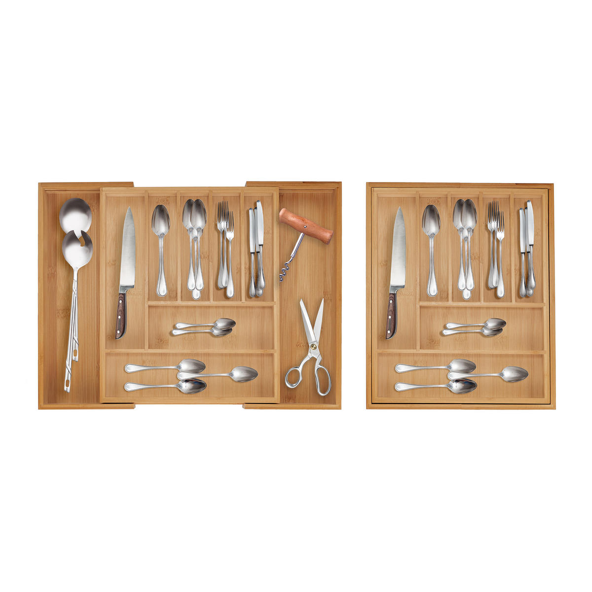 BESTECKKASTEN - Hellbraun, Holz/Kunststoff (44.5/5/33.5cm) - Relaxdays