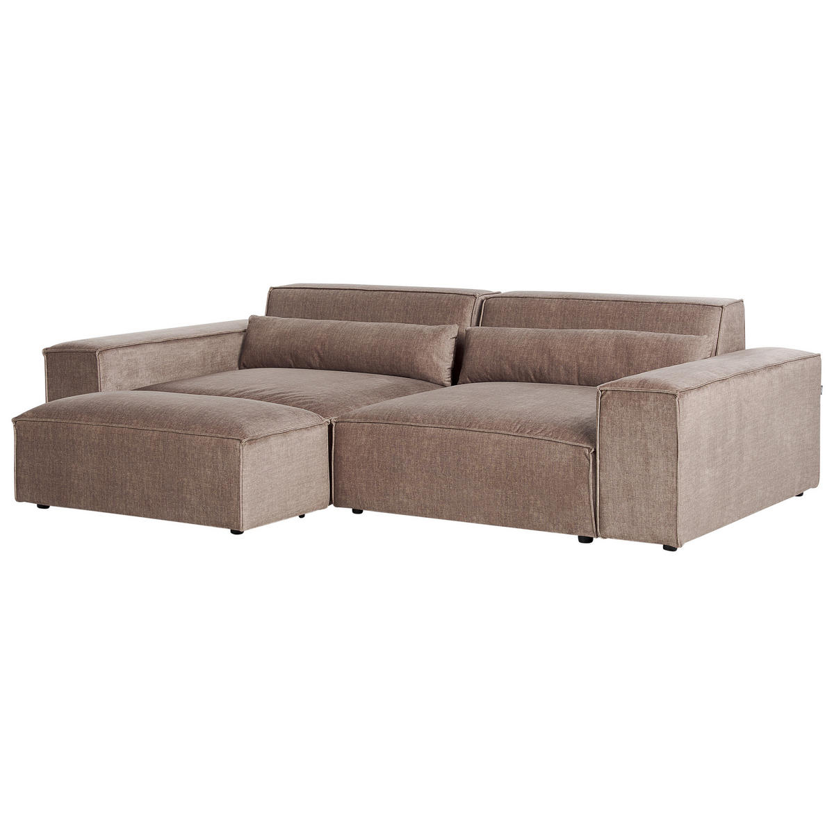 2-SITZER-SOFA hellbraun mit Ottomane Hellnar - Braun, Textil (262/70/126cm) - Beliani