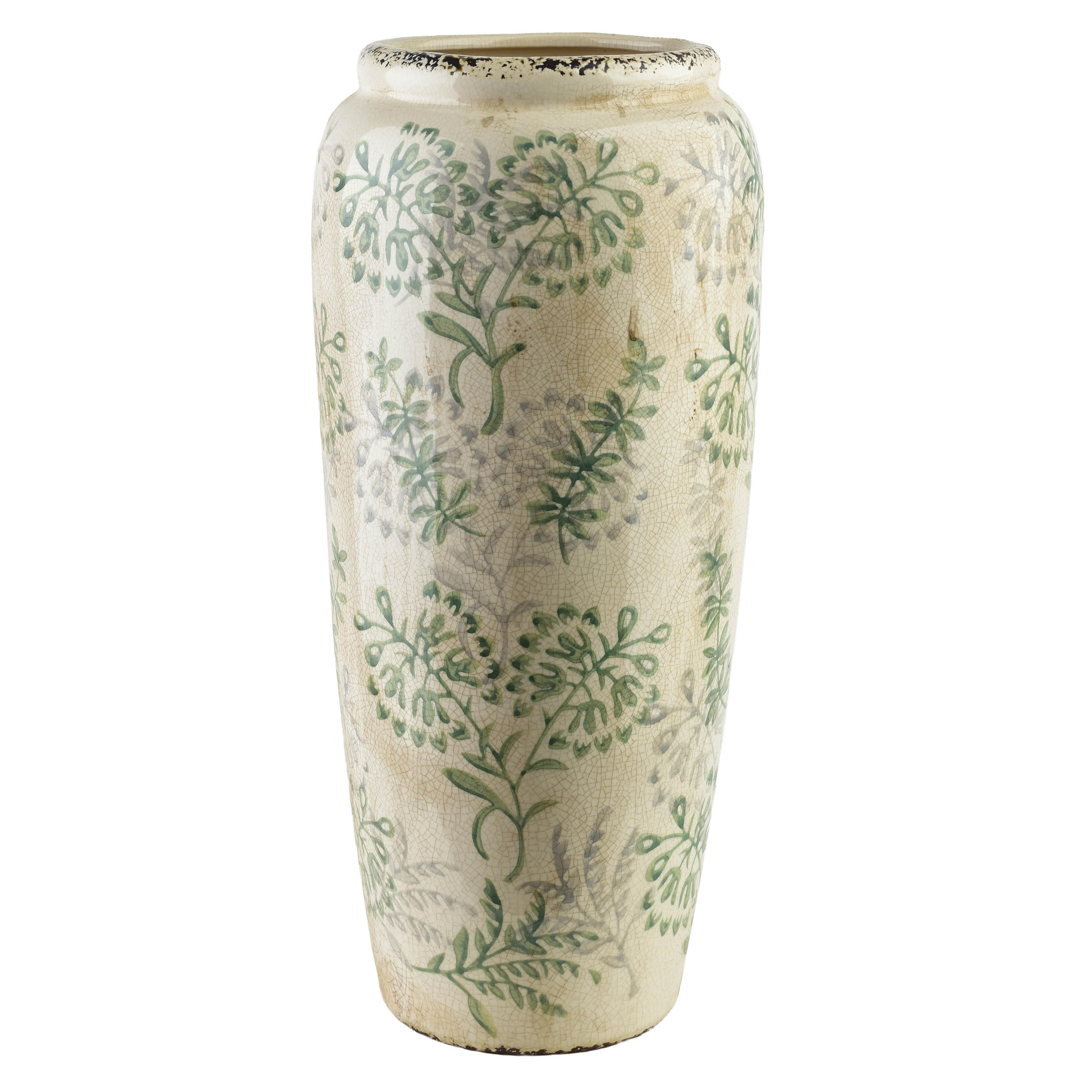 VASE Crockett Creme 17,5/17,5/37cm Keramik - Grün, Keramik (40cm) - Mondex
