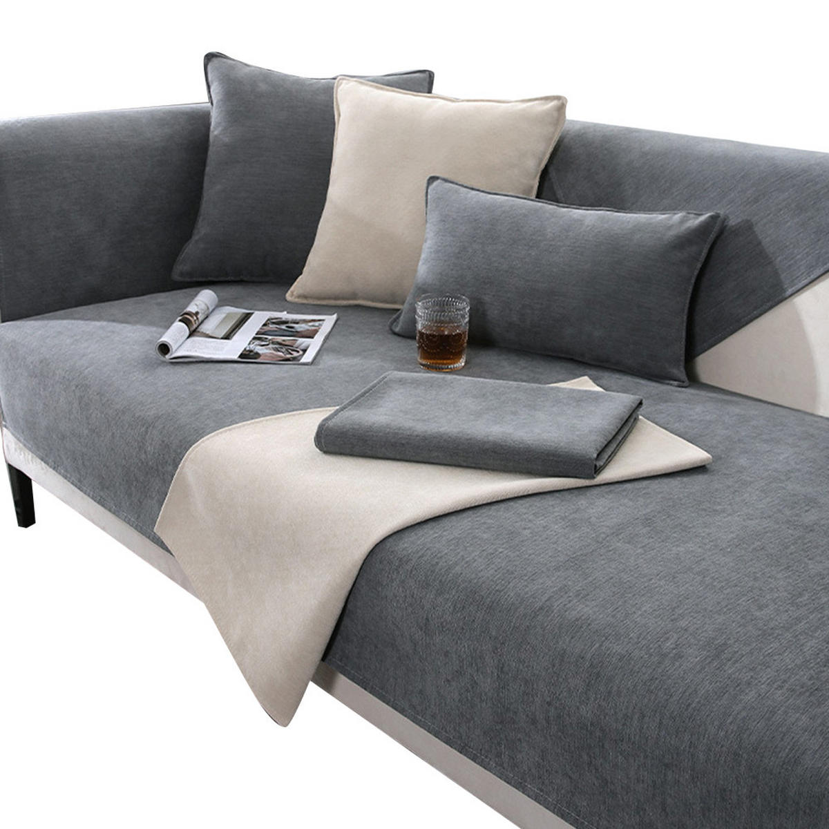 SOFAÜBERWURF Grau 1 Stück - Grau, Textil (70/150cm) - Kaket
