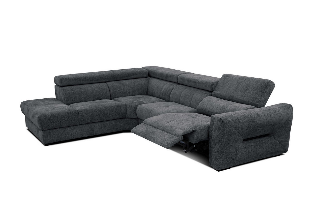 ECKSOFA CALVERA 5-Sitzer mit 1 Relaxfunktion, graphitfarben - Graphitfarben, Holzwerkstoff/Textil (239/298cm) - Courtois Laville