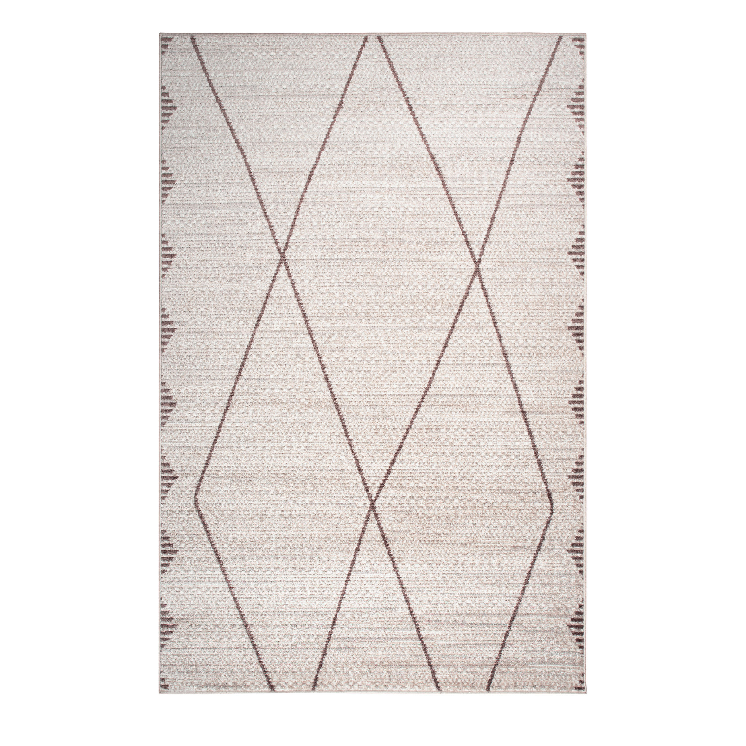 TEPPICH Harmonia Rautenmotiv Hoch-Tief-Effekt beige 60 x 110 cm - Beige/Braun, Kunststoff/Textil (60/110cm) - oKu-Tex