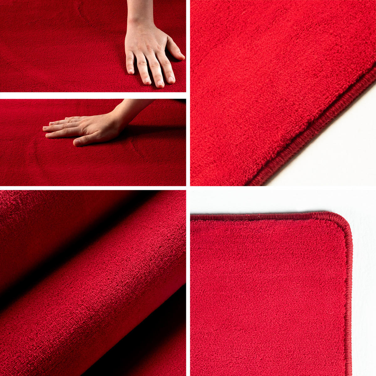 TEPPICH Kurzflor Uni-Farbe Microfaser Antirutsch Wohnzimmer waschbar Rot Läufer 60x110 - Rot, Textil (60/110cm) - KADIMA DESIGN