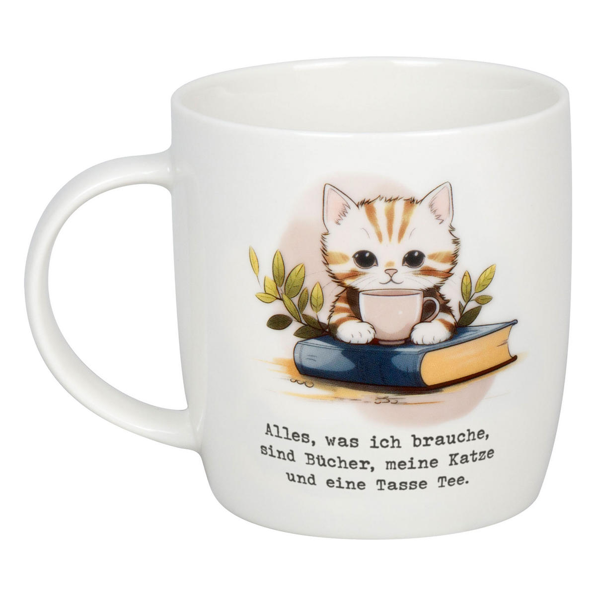 KAFFEEBECHER Bücher, Katze & Tee - Naturfarben, Keramik (0.4L) - Könitz