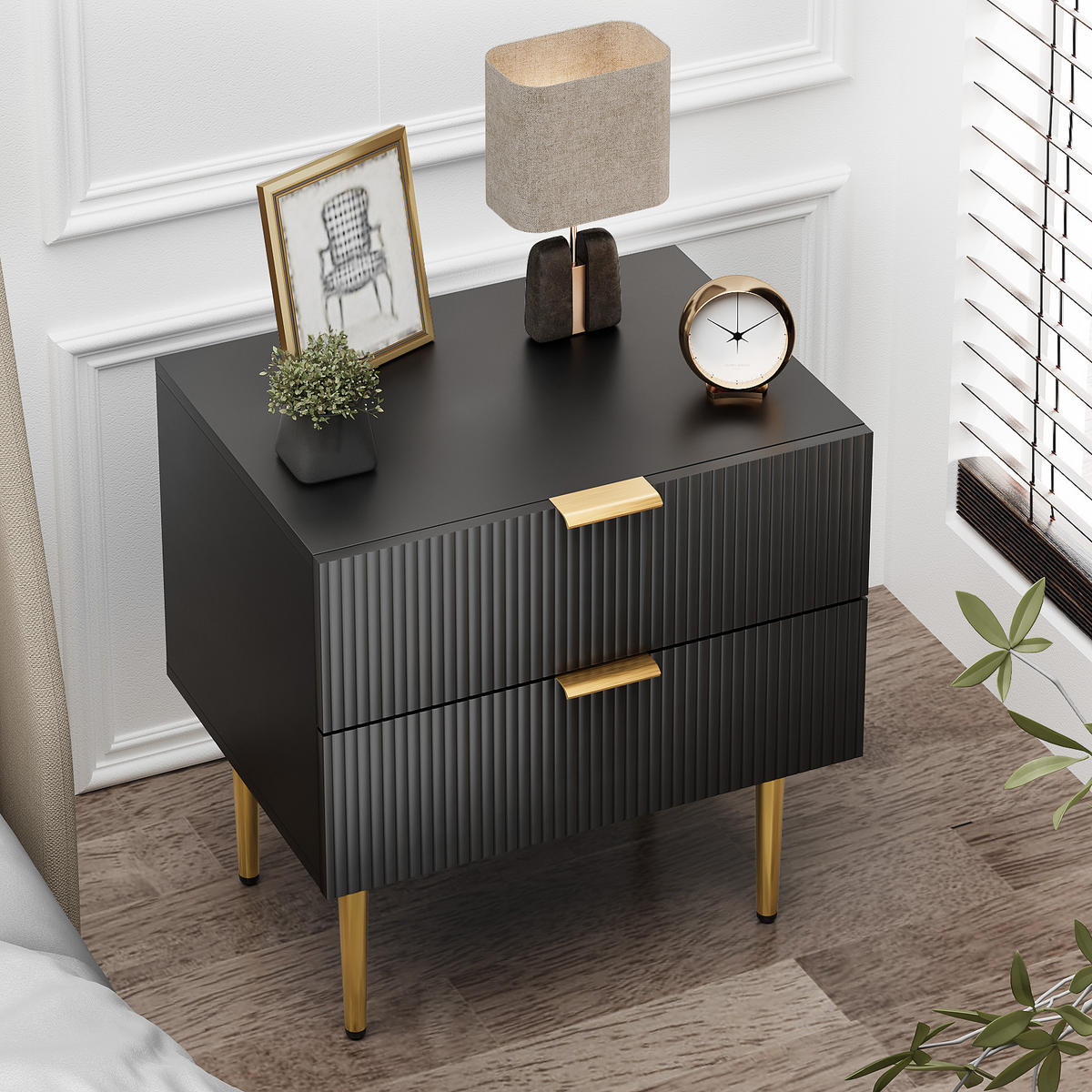 NACHTTISCH Schwarz 53/41/53 cm - Schwarz, Holz (53/53/41.3cm) - PANGIVO