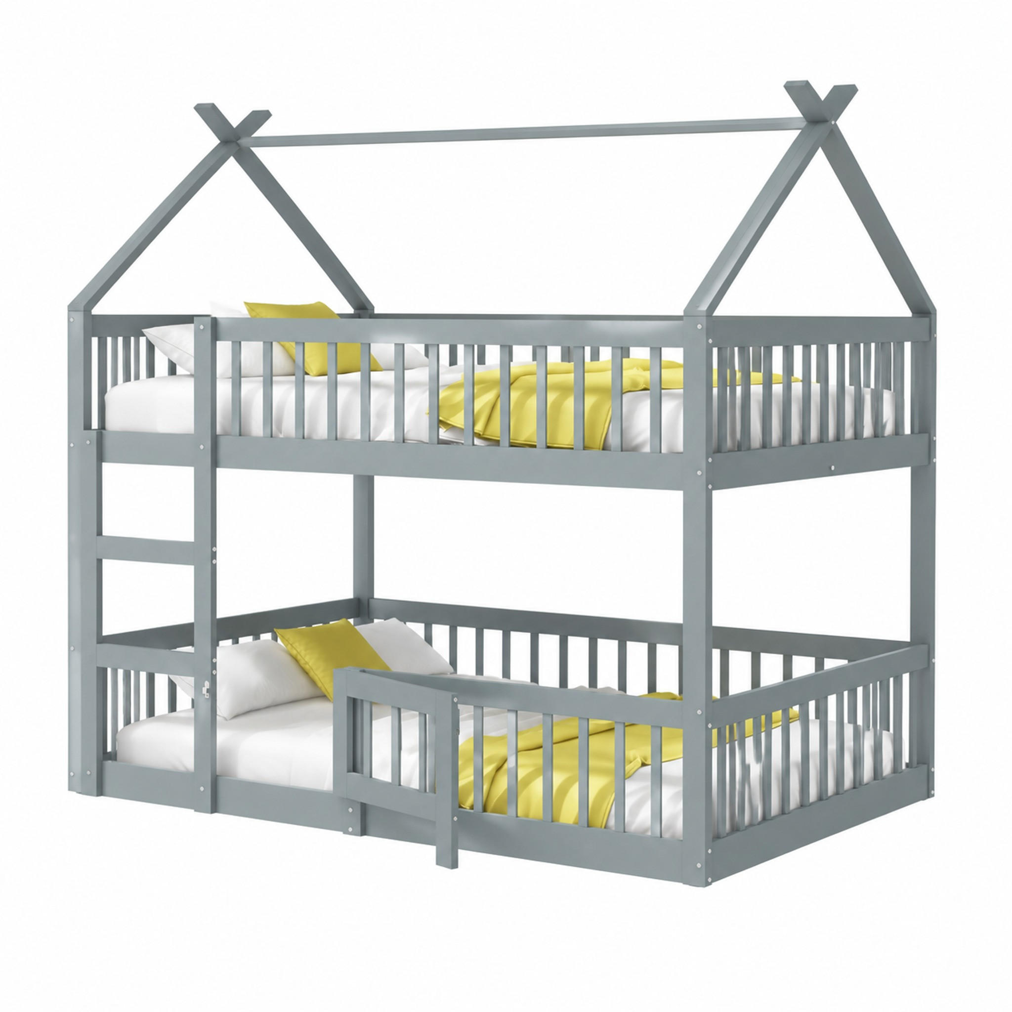 ETAGENBETT mit Treppe 140x200 cm Holz Grau - Grau, Holz (140/200cm) - Meubliv