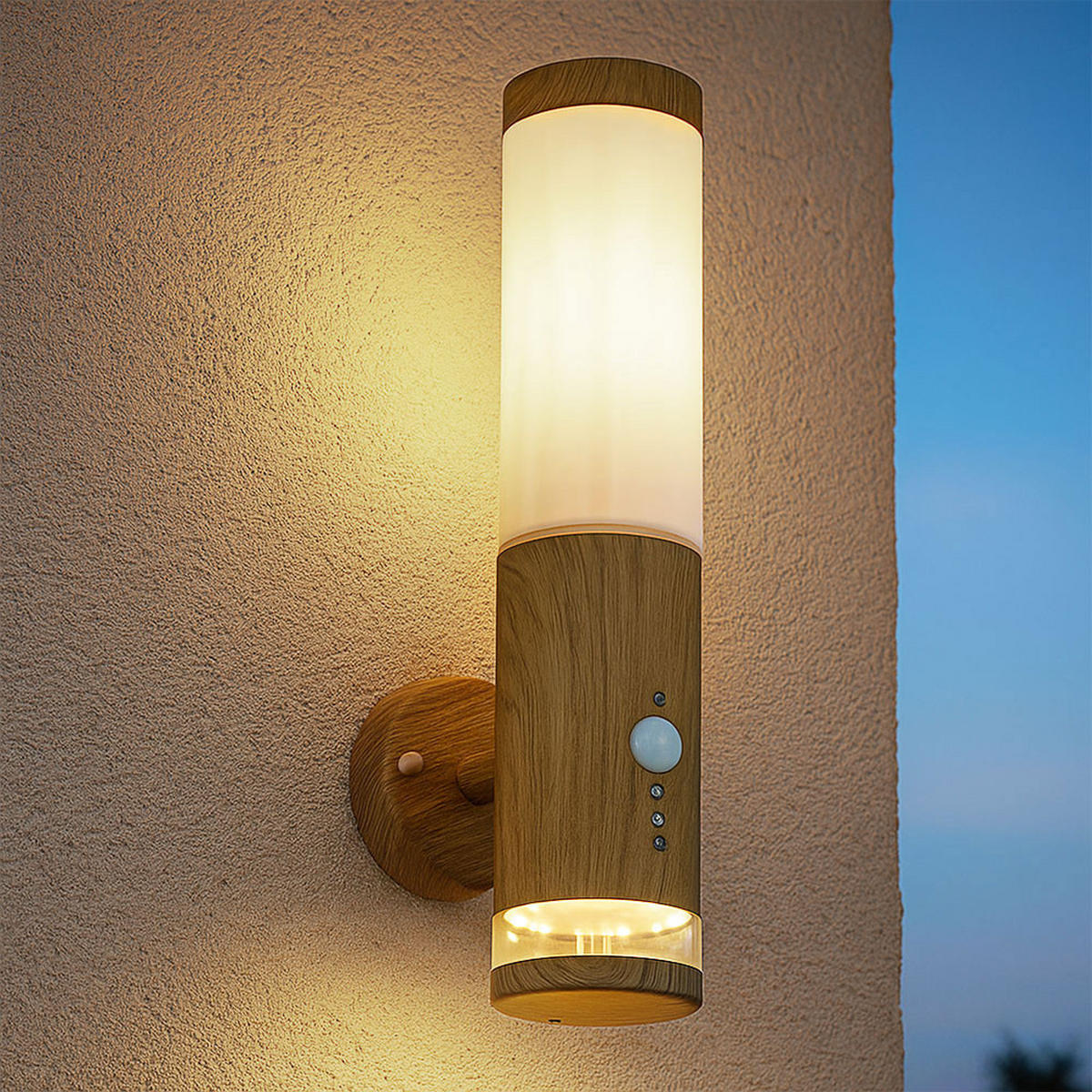 LED WANDLEUCHTE Holz-Optik Braun - Braun, Metall (14.2/8.5/35cm) - Globo Lighting