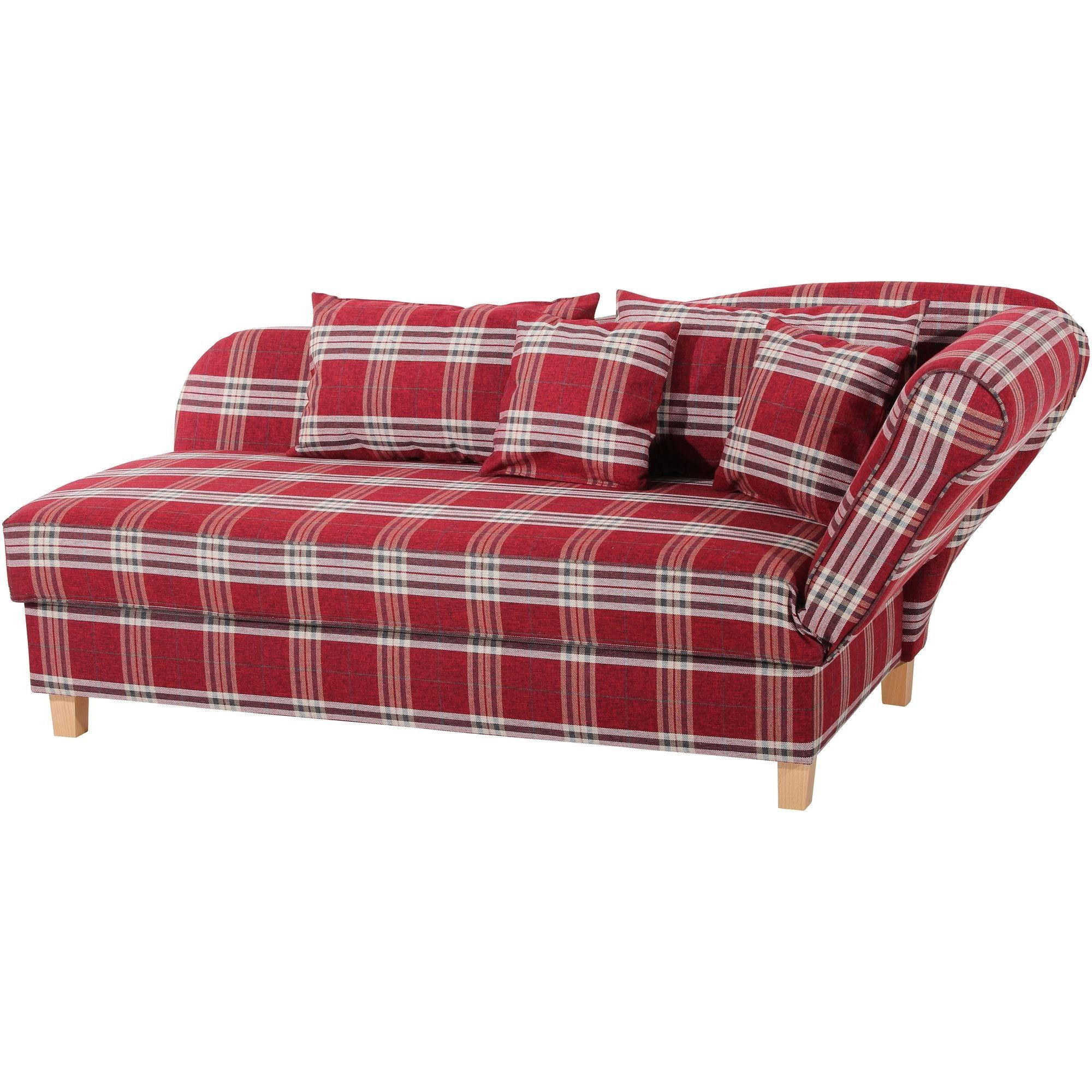 RECAMIERE mit Armteil rechts klappbar Katia Bezug Flachgewebe Buche natur / rot - Rot, Kunststoff (190/82/88cm) - 58aufmkessel