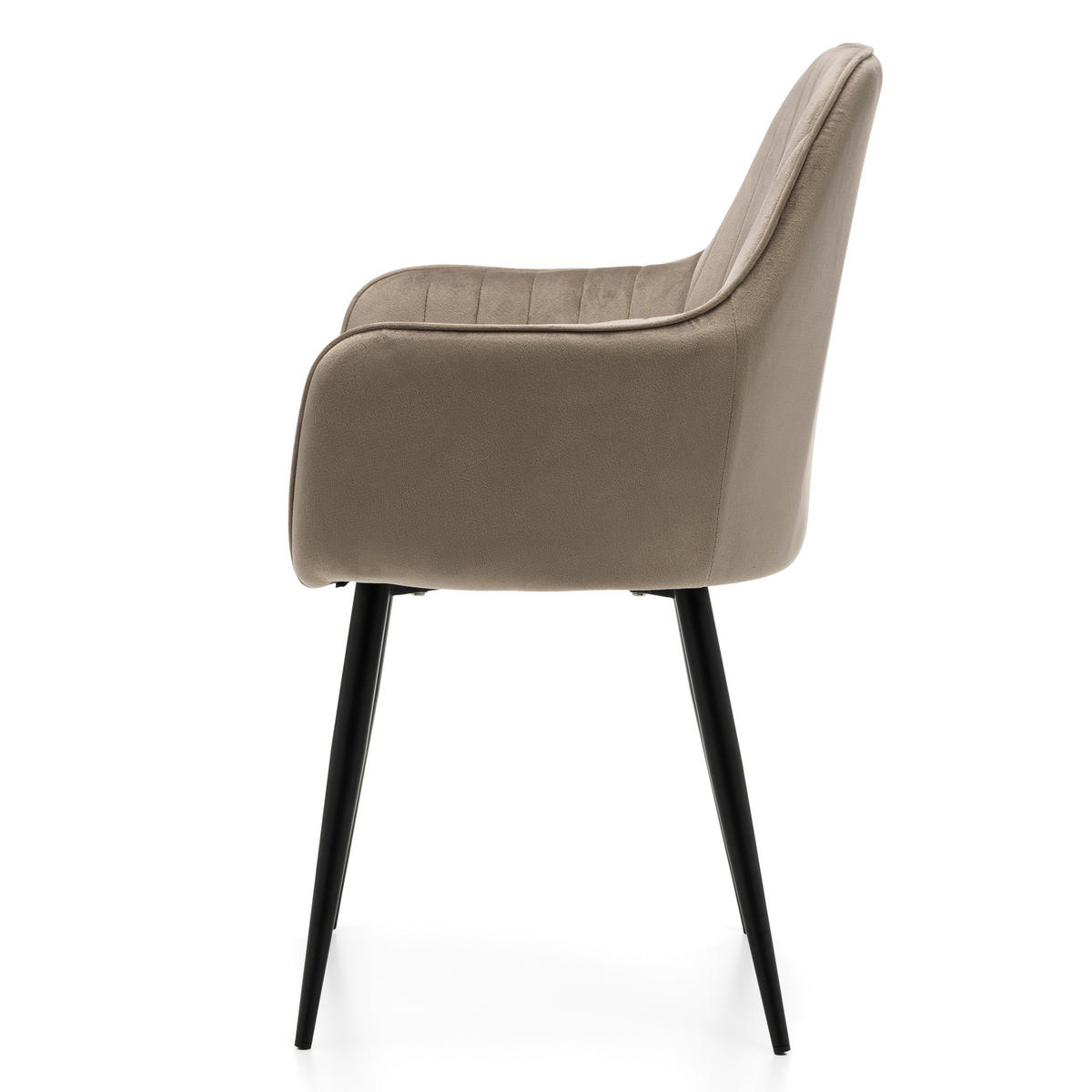 STUHL EMILIA gepolstert mit Steppung - dunkelbeige - Samt Velours - Beige/Schwarz, Textil/Metall (58/90/58cm) - NEW HOME
