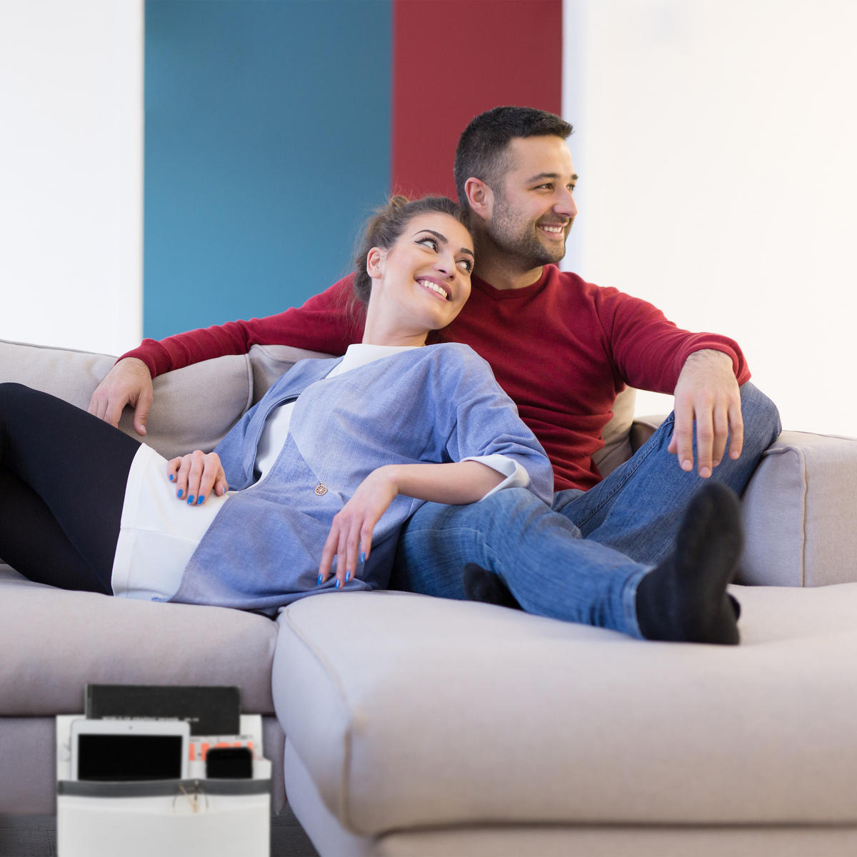 BETTTASCHE - Grau, Textil - Relaxdays