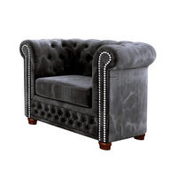 CHESTERFIELD-SESSEL Lauren Schwarz Samt - Schwarz/Braun, Holz/Textil (94/72/86cm) - S-Style Möbel