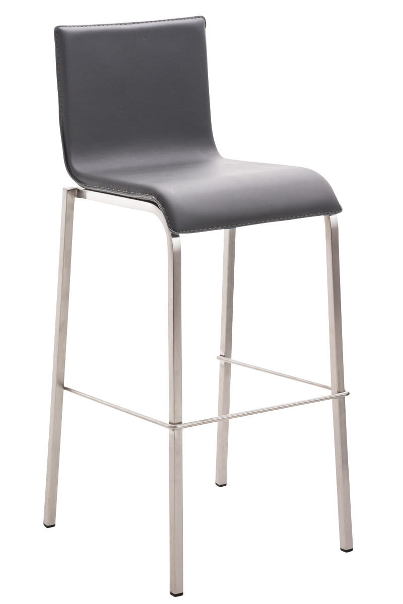 BARHOCKER Lederlook grau - Edelstahlfarben/Grau, Textil/Metall (43/103/51cm) - CLP