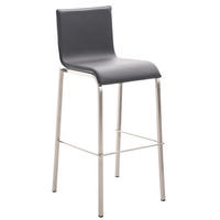 BARHOCKER Lederlook grau - Edelstahlfarben/Grau, Textil/Metall (43/103/51cm) - CLP