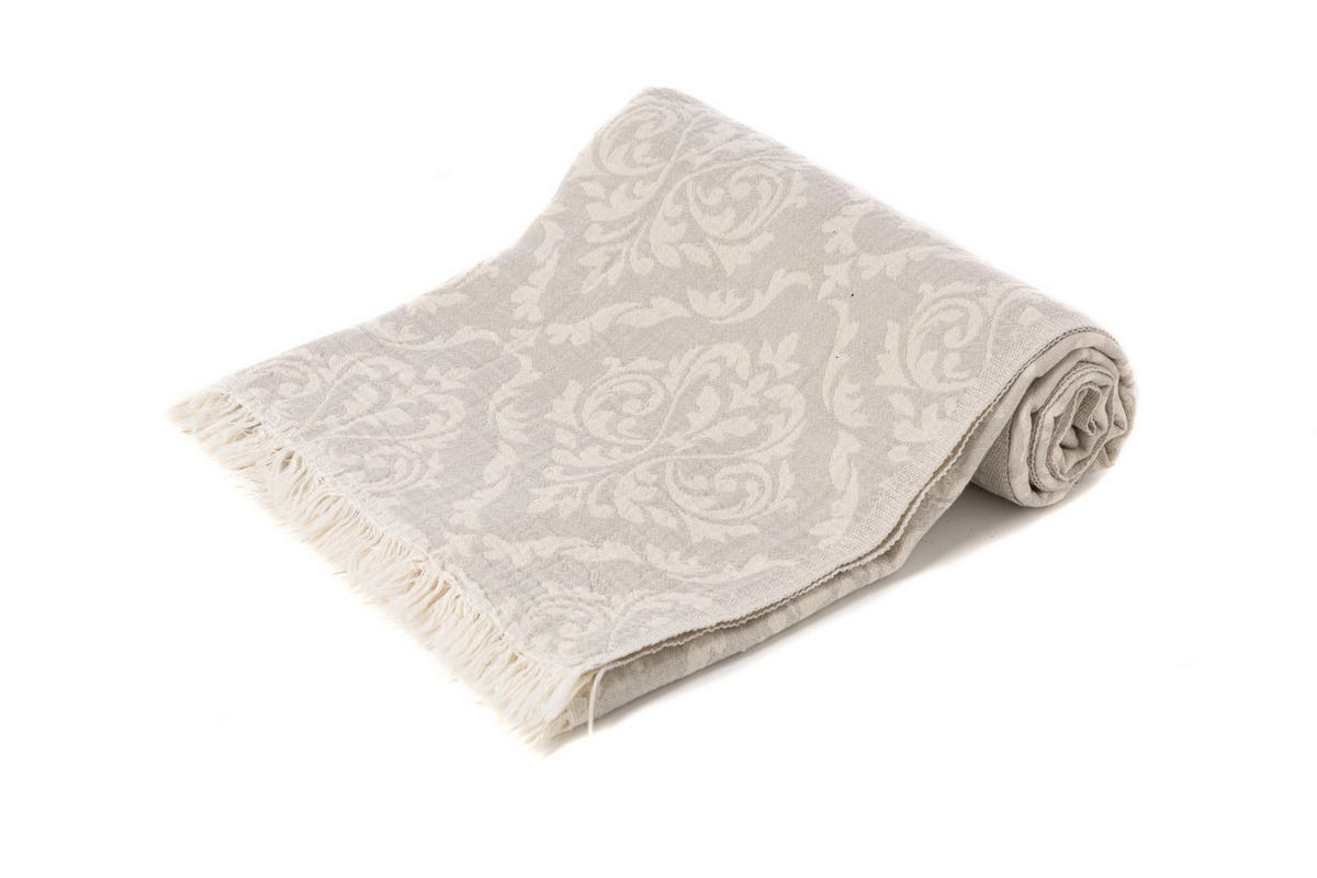 VILLA Strandtuch Barok style 100x180 Grau für Babys geeignet 100%Baumwolle Hamamtuch Saunatuch Mehrzweck - Grau, Textil (100/180cm) - Villa Möbel