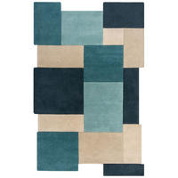 TEPPICH aus Wolle HALLEIN, in Türkis, Farbblöcke, 200 x 290 cm - Türkis, Textil (200/290cm) - KADIMA DESIGN