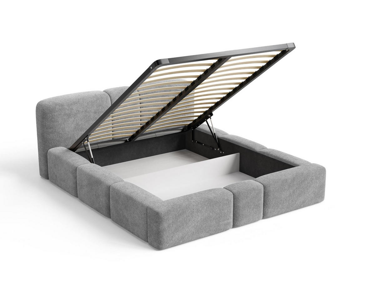 POLSTERBETT Monte200x200 cm- Bettkasten und Stauraum - Doppelbett mit Stabilem Metallrahmen - Monte-Stoff- Dunkelgrau - Dunkelgrau, Holzwerkstoff (200/200cm) - Chilly