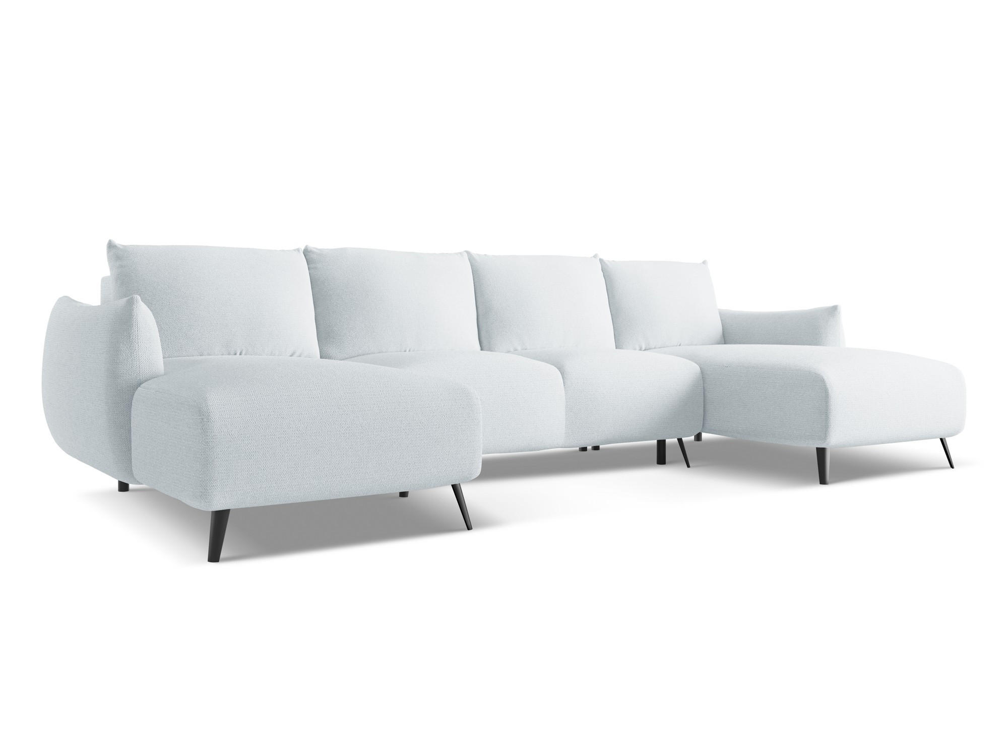 WOHNLANDSCHAFT Chenille Stoff Blau - Blau/Schwarz, Textil/Metall (317/86/162cm) - Makamii