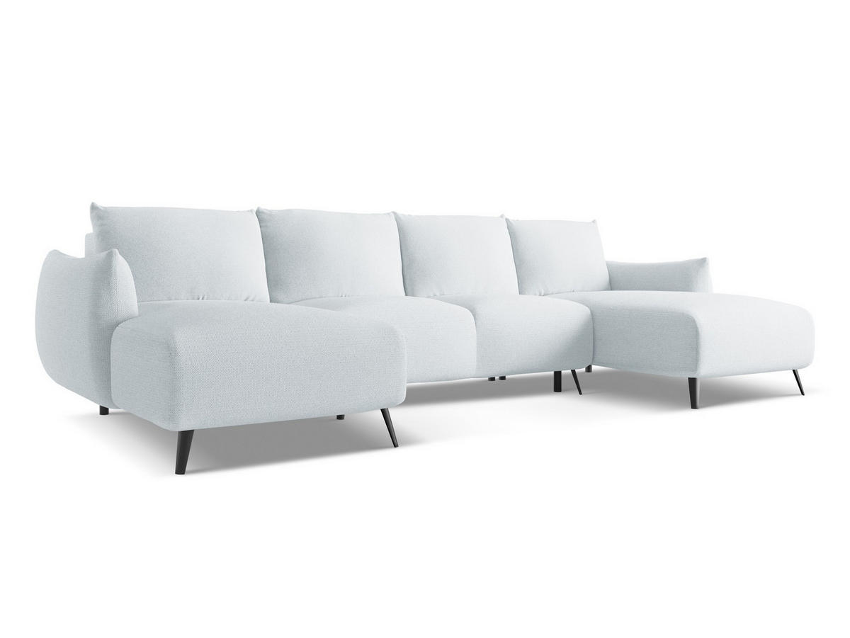 WOHNLANDSCHAFT Chenille Stoff Blau - Blau/Schwarz, Textil/Metall (317/86/162cm) - Makamii