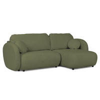 ECKSOFA Candy mit Schlaffunktion Grün Bouclé-Stoff - Ottomane rechts - Schwarz/Grün, Holz/Kunststoff (146/230cm) - S-Style Möbel