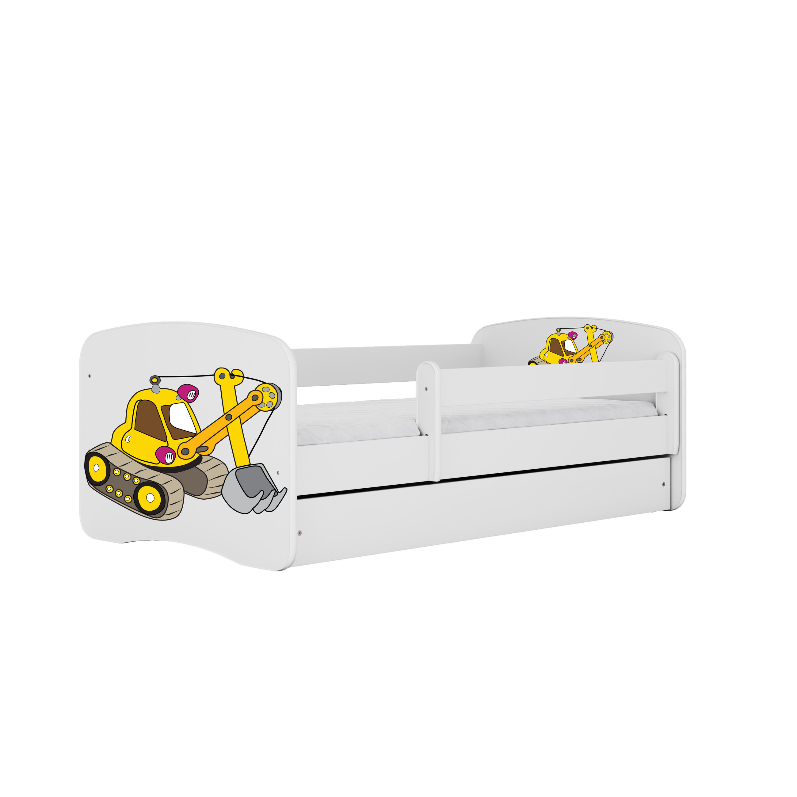 KINDERBETT Bagger mit Schublade 140/70 80/61/144 - Weiß, Holzwerkstoff (70/140cm) - RAUMHIRSCH FURNITURE