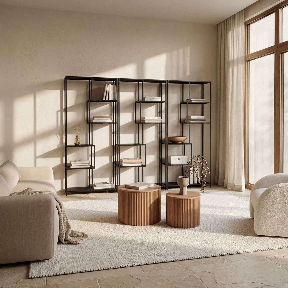 BÜCHERREGAL Ewan Schwarz 77 cm x 185 cm - Schwarz, Metall (77/185/33cm) - Klast Home
