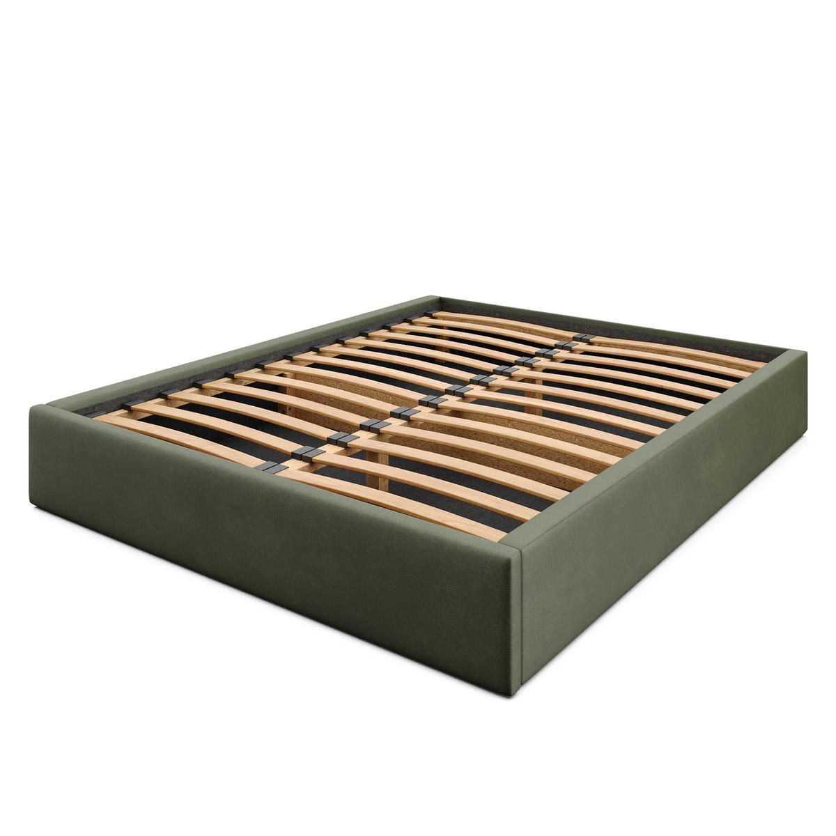 POLSTERBETT 160x200cm Bett mit Stauraum Lattenrost Khaki - Olivgrün, Holz/Holzwerkstoff (160/200cm) - Muralo