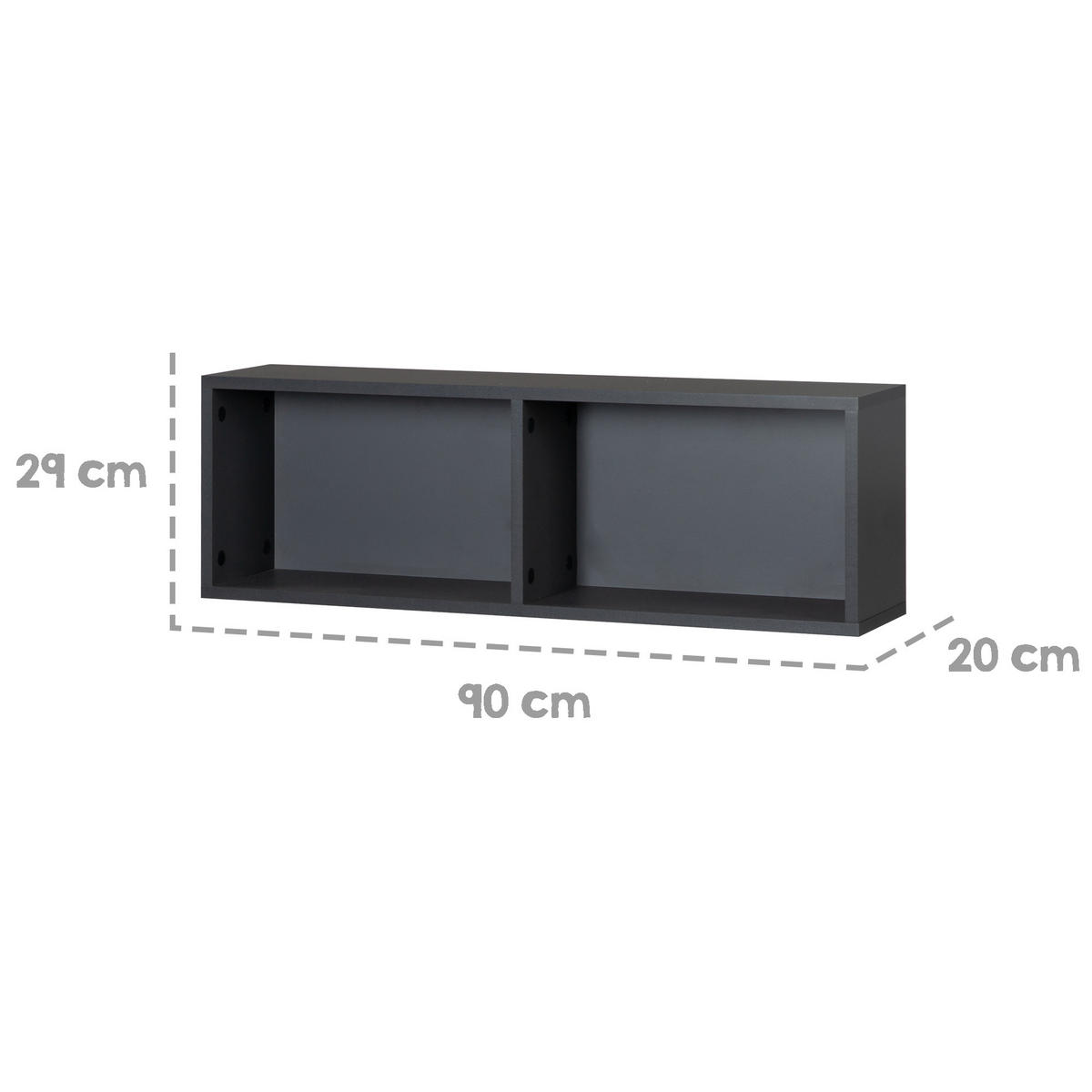 WANDREGAL anthrazit - Anthrazit, Holzwerkstoff (90/29/20cm) - Roba